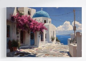 Vászonkép Canvas Tájkép Város Görögország Kükládok Utca Tenger 120x80