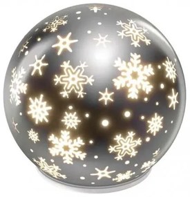 LED dekoráció , beltéri , üveggömb , hópelyhek , 12 cm , meleg fehér , időzíthető , elemes