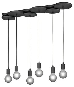 Trio - Csillár zsinóron DISCUS 6xE27/28W/230V fekete