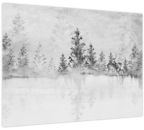 Kép - Szarvas a tónál (70x50 cm)