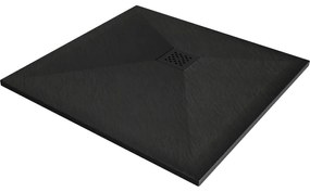 Mexen Stone+ kompozit zuhanytálca, négyzet alakú, 100 x 100 cm, fekete, fekete takaró - 44701010-B