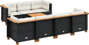 vidaXL 8 részes fekete polyrattan kerti ülőgarnitúra párnákkal