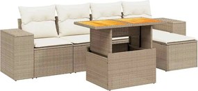vidaXL 6 részes bézs polyrattan kerti ülőgarnitúra párnával