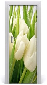 Fotótapéta ajtóra fehér tulipán 75x205 cm