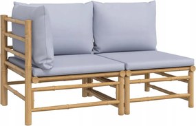 Bambusz Kerti Kanapé 2 modulos 125 x 69 x 65 párnákkal