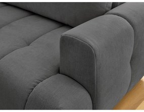 Sötétszürke kinyitható-tárolóhelyes sarokkanapé (bal oldali-L alakú) Fuji – Bobochic Paris