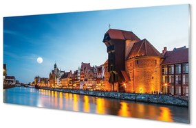 Üvegképek River este Gdańsk óvárosának 120x60cm 2 fogas