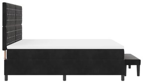 Box Spring Ágy Mattal és Pad Fekete 180x200 cm Bársony