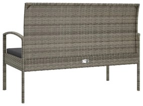 szürke polyrattan kerti pad párnával 105 cm