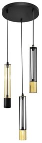 LED Csillár zsinóron BARS 3xGU10/4,8W/230V fekete/arany