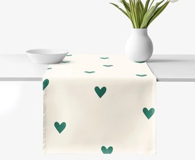 Goldea pamut asztali futó - szívecskék, elefántcsont színű alapon 50x120 cm
