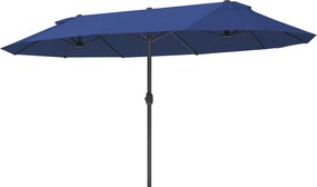 Outsunny Dupla Napernyő 455 x 265 cm, UV védelemmel ellátott napernyő kézi crankkal, erkélyre, strandra vagy kertbe, Kék | Aosom