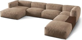 Világosbarna bársony moduláris sarokkanapé (jobb oldali-U alakú) Martina – Micadoni