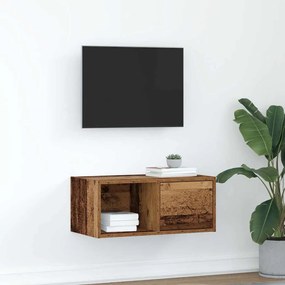 antik fa színű szerelt fa TV-szekrény 60x31x25,5 cm