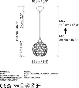 Selcuklu MR-785-1 arany fém függőlámpa, Ø25 cm