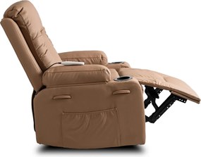 Fotel Masujący BOX Rozkładany z Podnóżkiem Karmelowy Ekoskóra