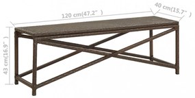 barna polyrattan kerti pad 120 cm