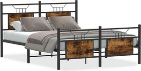 vidaXL füstös tölgy színű szerelt fa ágykeret matrac nélkül 140x190 cm