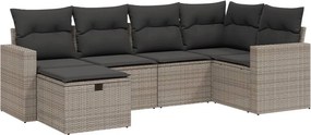vidaXL 6 részes szürke polyrattan kerti ülőgarnitúra párnákkal