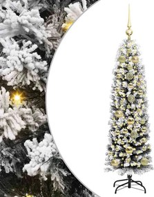 vidaXL Mű karácsonyfa 150 LED-del Zöld 150 cm PVC, acél és műanyag