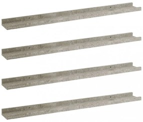 4 db betonszürke fali polc 80 x 9 x 3 cm