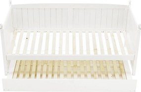 Ágy pótággyal, tűnyalábos fenyőfa, fehér, 90x200, GLAMIS