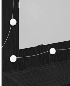 LED Tükrös Szekrény Fekete Tölgy - 90x31.5x62 cm
