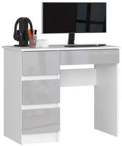 A7 Számítógép asztal fehér / metálfényű