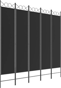 vidaXL 5 paneles fekete szövet térelválasztó 200x200 cm