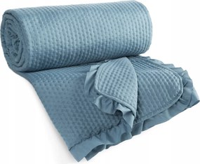 Dekoratív ágytakaró 220x240 fodros, kék