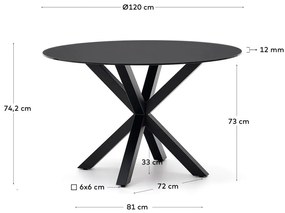 Fekete kerek étkezőasztal üveg asztallappal ø 120 cm Argo – Kave Home