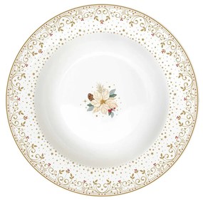 Karácsonyi porcelán  mélytányér fehér arany mikulásvirág White Elegance
