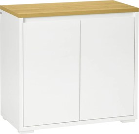 HOMCOM Hálószobai Oldalszekrény Tároló Szekrény Konyhai Kiegészítők 2 Ajtóval és Állítható Polccal Étkező Előszoba 80x37x75 cm Fehér | Aosom