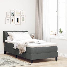 Boxspring ágy matraccal, sötétszürke, 100x200 cm szövet