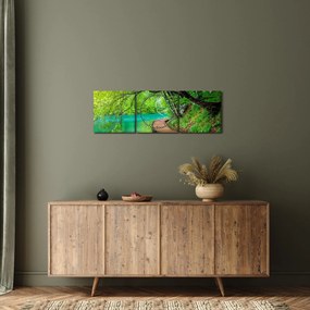 Kép - Plitvicei-tavak (órával) (90x30 cm)