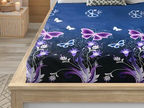 Mikroplüss lepedő VIOLET BUTTERFLY 200x200 cm sötétkék