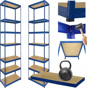 Tárolószekrény fém állvány Helios 270x45x45cm 7Px175kg Tömör Kék