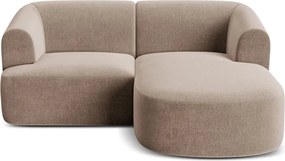 Világosbarna bársony sarokkanapé (jobb oldali-heverő résszel) Campi – Cosmopolitan Design