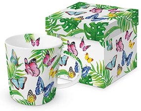 Porcelánbögre dobozban 0,35l,Tropical Butterflies