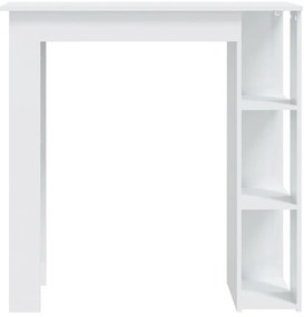 Magasfényű fehér szerelt fa bárasztal polccal 102x50x103,5 cm