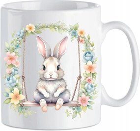 Húsvéti Bögre Kerámia Nyuszi Virágokkal Húsvéti Dekoráció