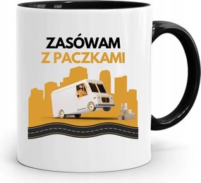 Fekete Bögre Futárnak, fényképes nyomott mintás Csomagokkal