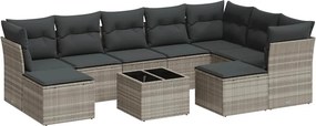 vidaXL 10 részes világosszürke polyrattan kerti ülőgarnitúra párnákkal
