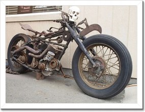 Poszterek keretben 40x30 Motorkerékpár koponyával