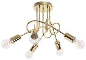 Sollux SL.1438 - Felületre szerelhető csillár LOOP 5xE27/15W/230V arany