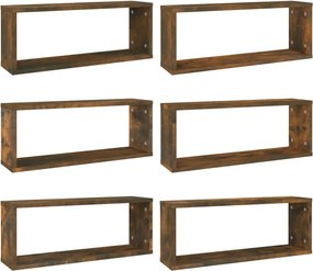 vidaXL 6 db füstös tölgy színű szerelt fa fali kockapolc 60x15x23 cm