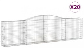 vidaXL 20 db íves horganyzott vas gabion kosár 400x30x100/120 cm