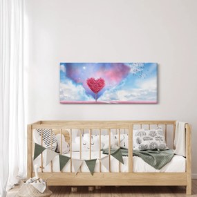 Kép - Rózsaszín szív fa (120x50 cm)