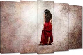 Vászonkép 150x95 Csaj piros ruhában