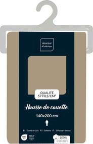 Világosbarna egyszemélyes pamut ágyneműhuzat 140x200 cm Lina – douceur d'intérieur